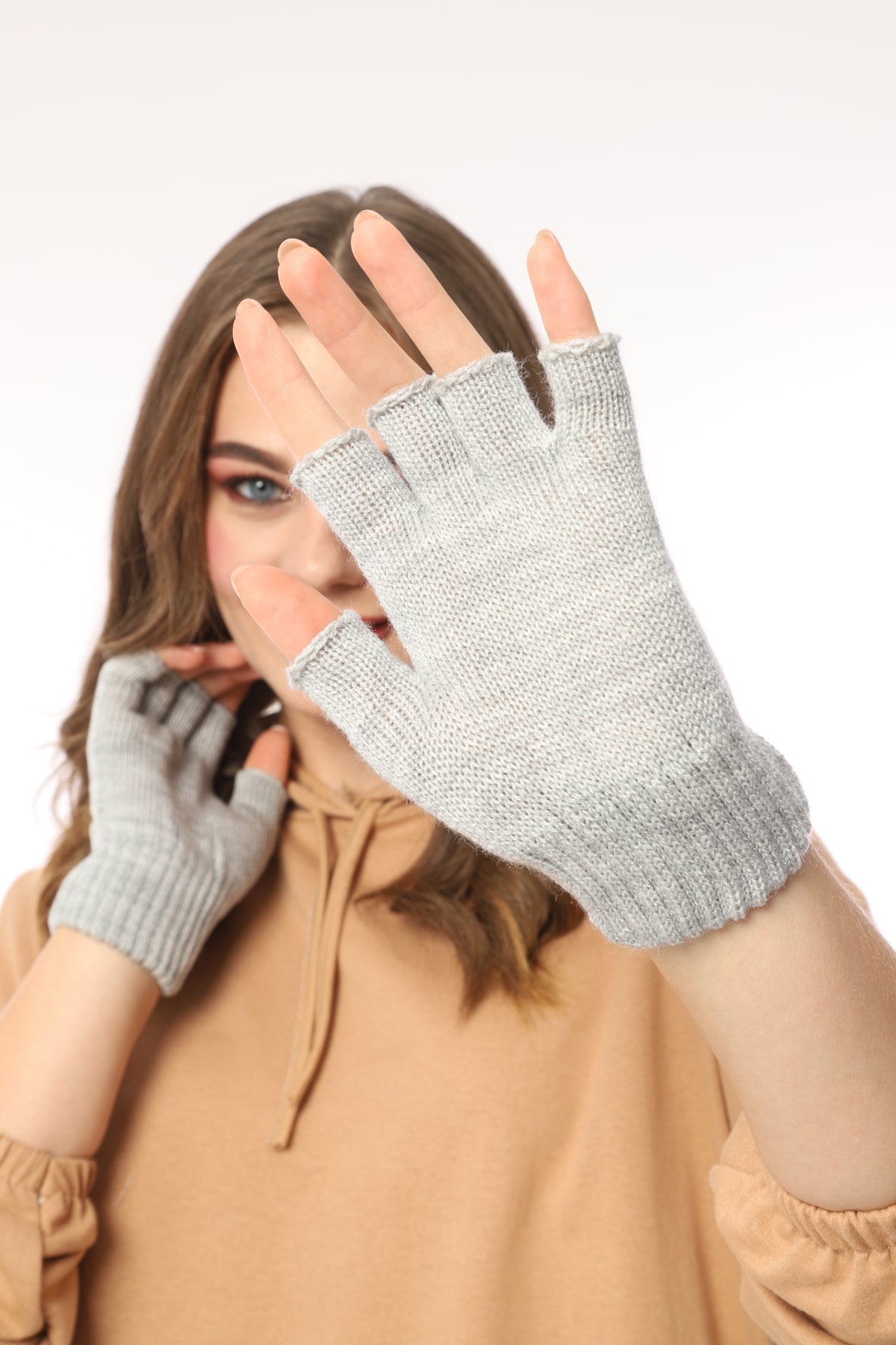 Parmaksız Eldiven (Acik Gri)