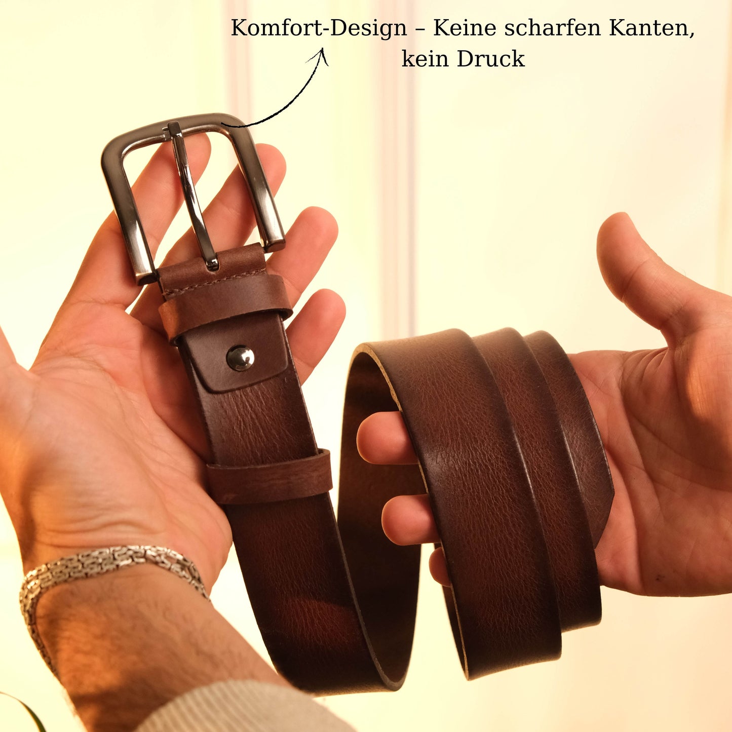 Premium Gerçek Deri Kemer (Kahverengi)