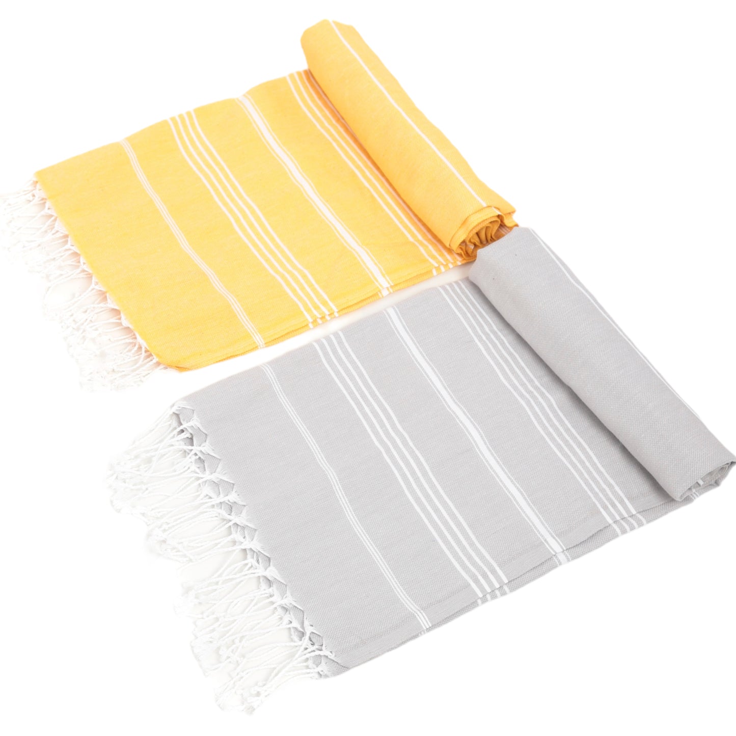 Here Mood %100 Pamuk Tatil Peştemal Seti (Gri/Sarı)