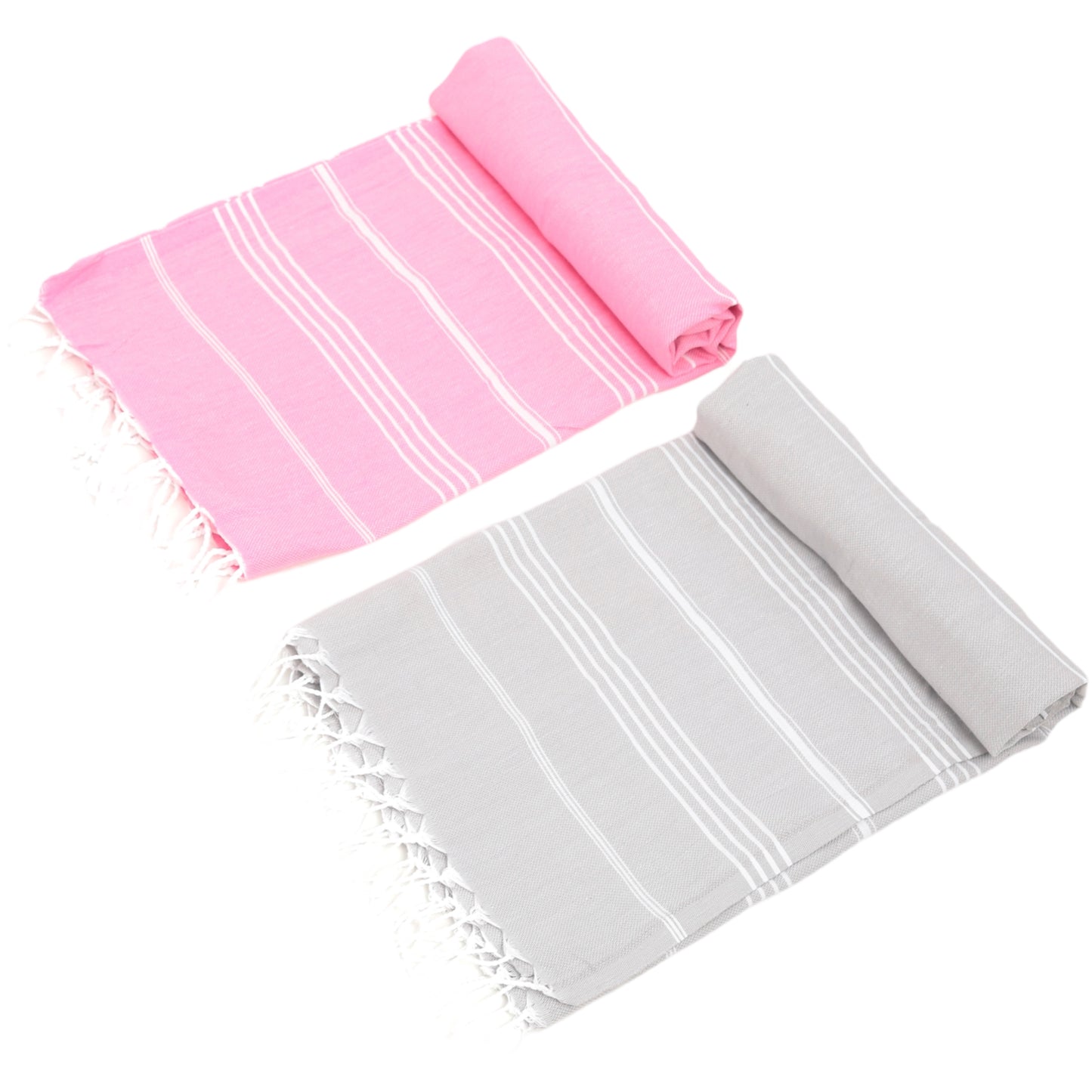 Here Mood %100 Pamuk Tatil Peştemal Seti (Gri/Pembe)