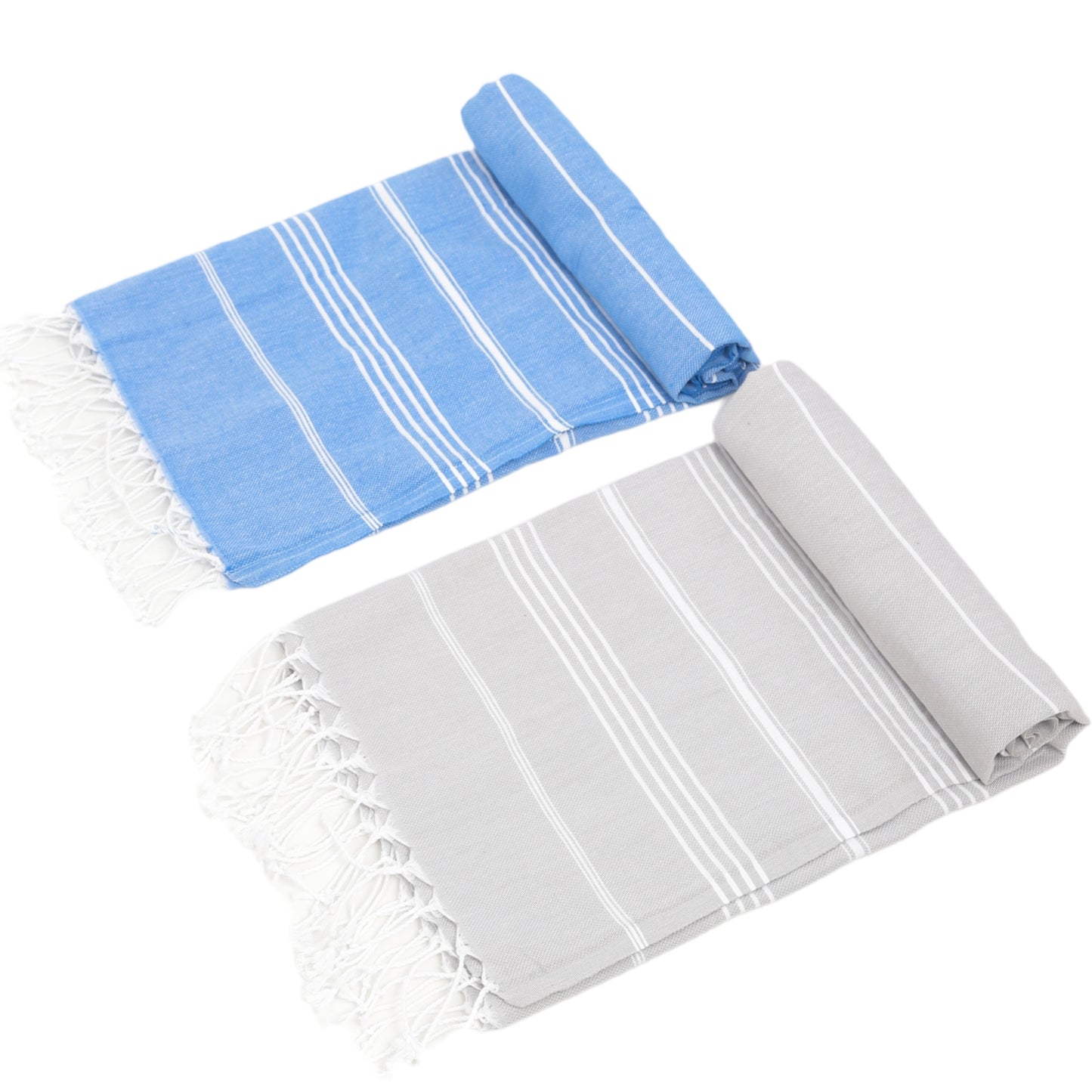 Here Mood %100 Pamuk Tatil Peştemal Seti (Gri/Mavi)