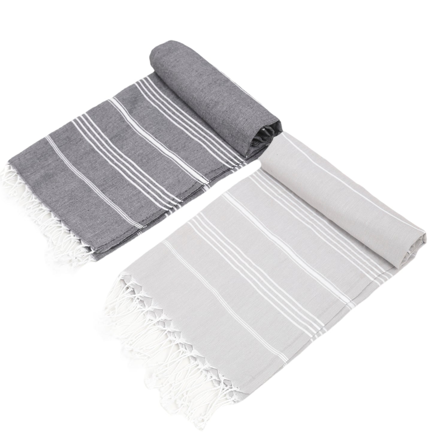 Here Mood %100 Pamuk Tatil Peştemal Seti (Siyah/Gri)