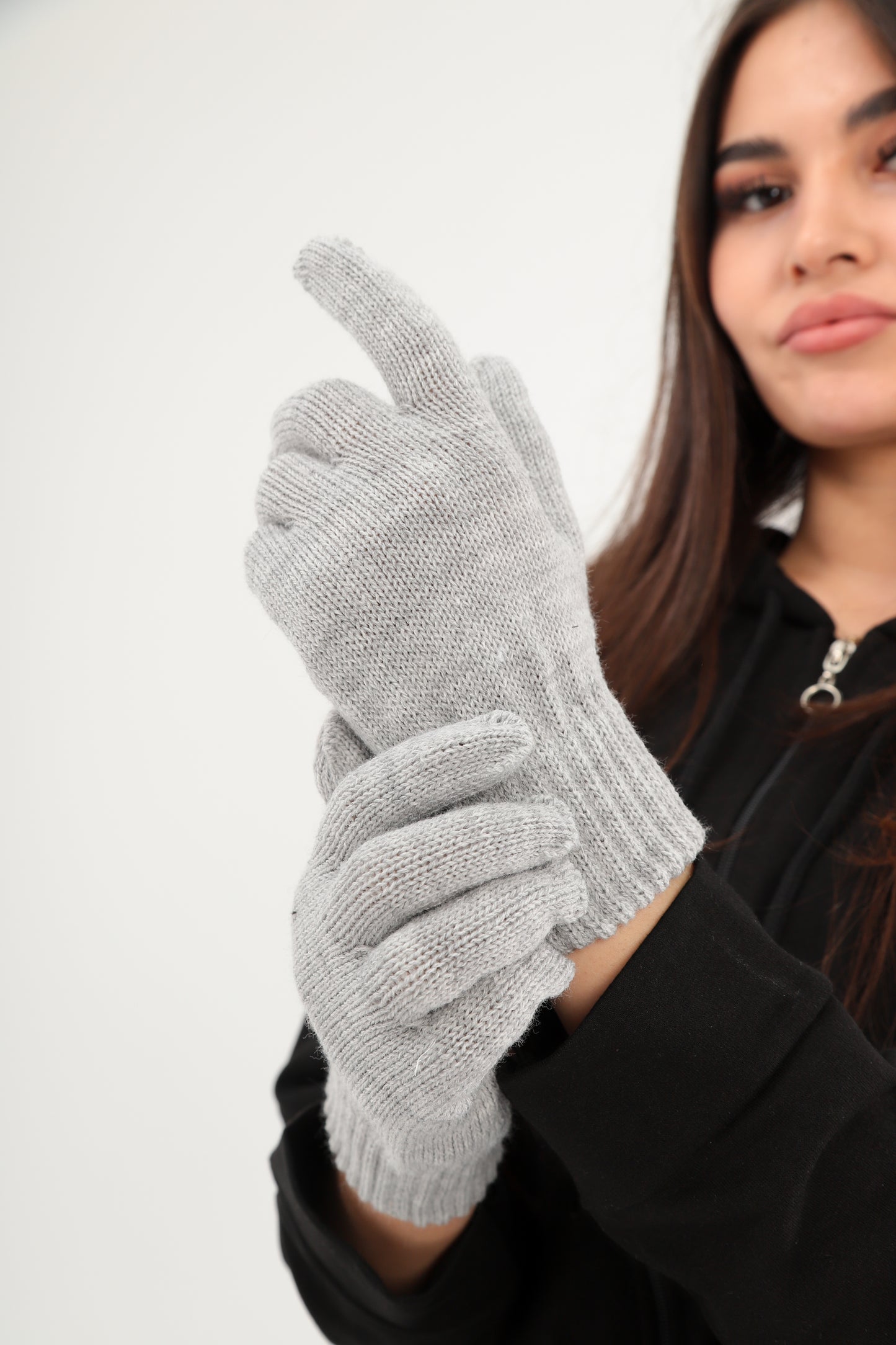 Parmaklı Eldiven (Acik Gri)