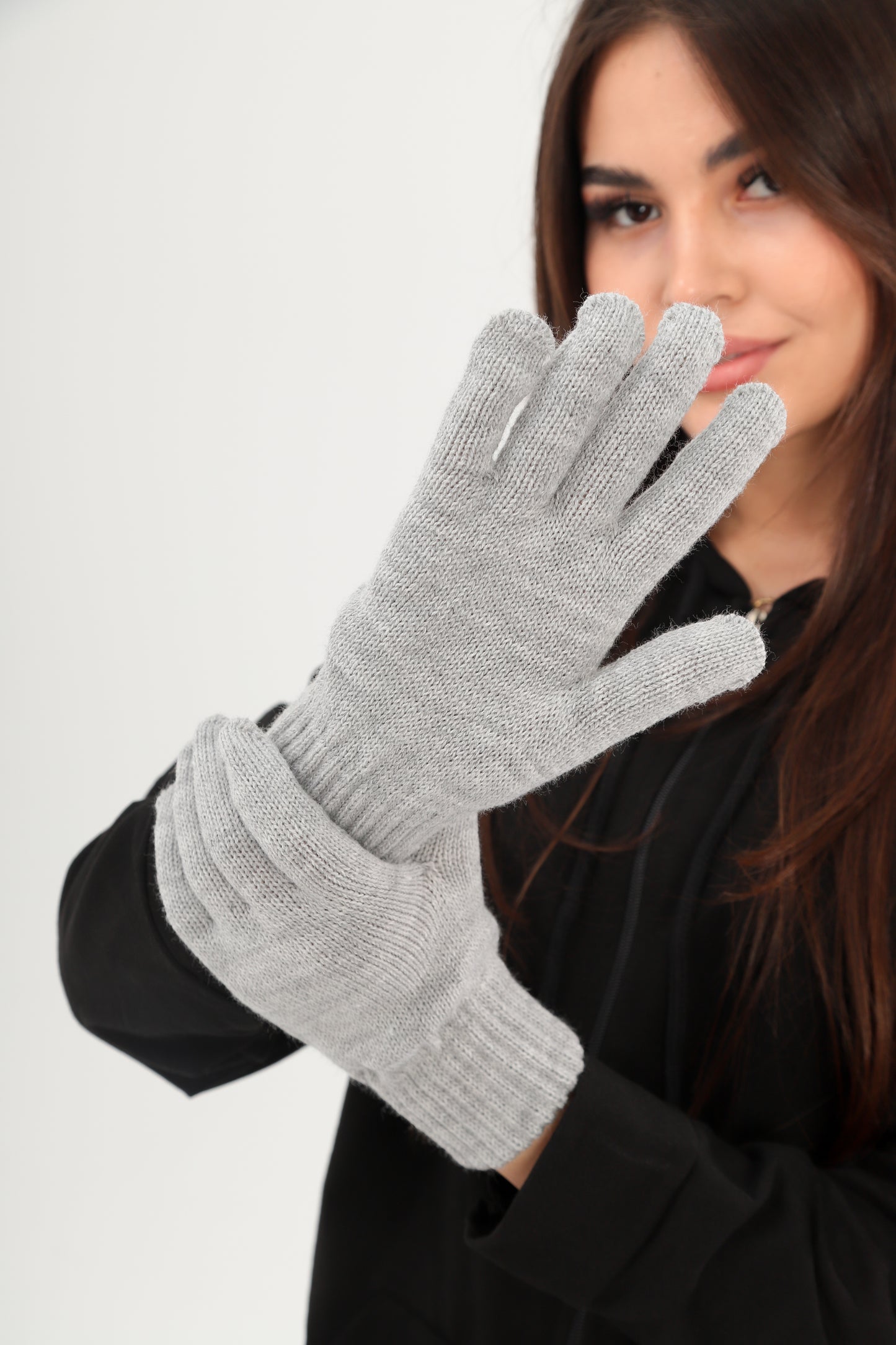 Parmaklı Eldiven (Acik Gri)