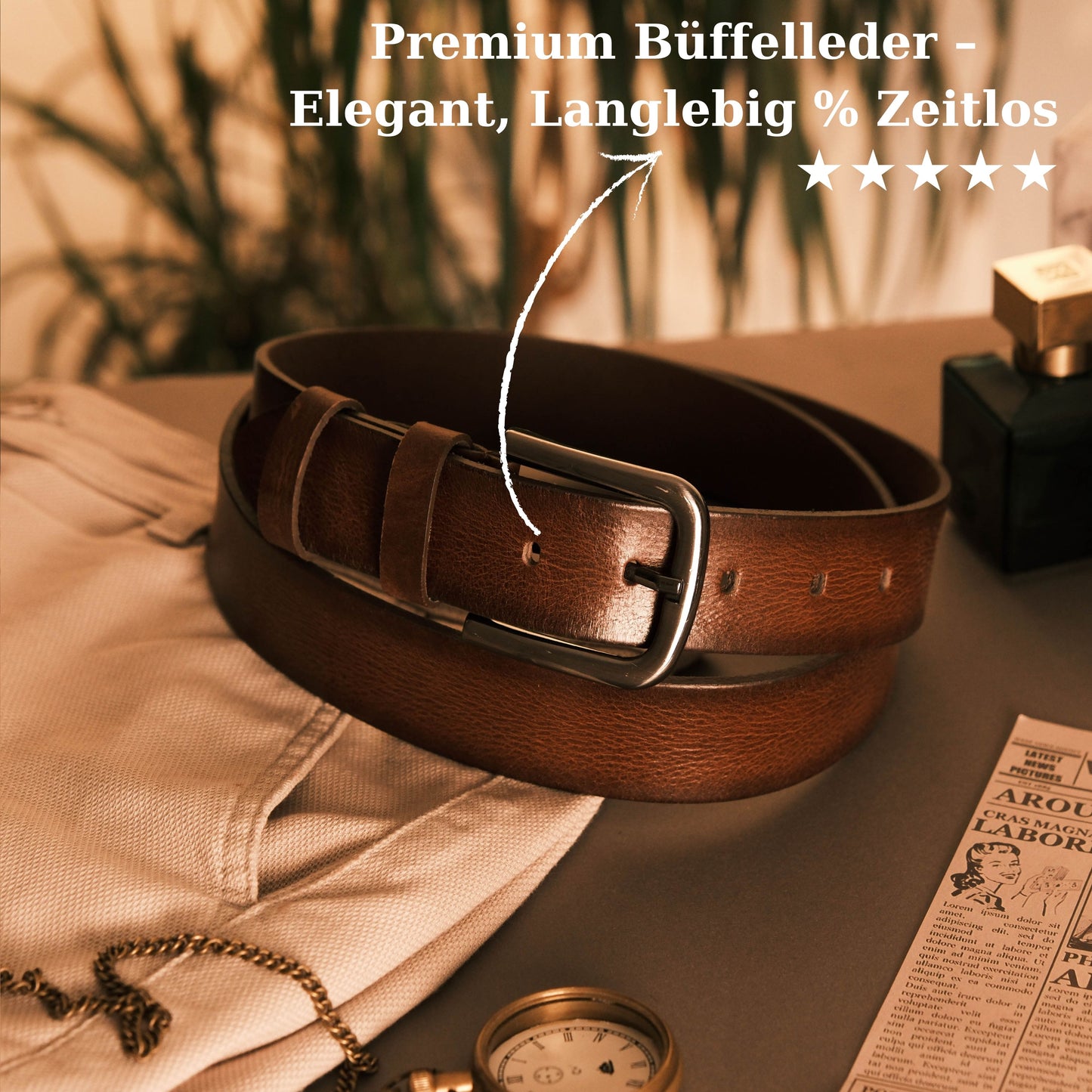 Premium Gerçek Deri Kemer (Kahverengi)