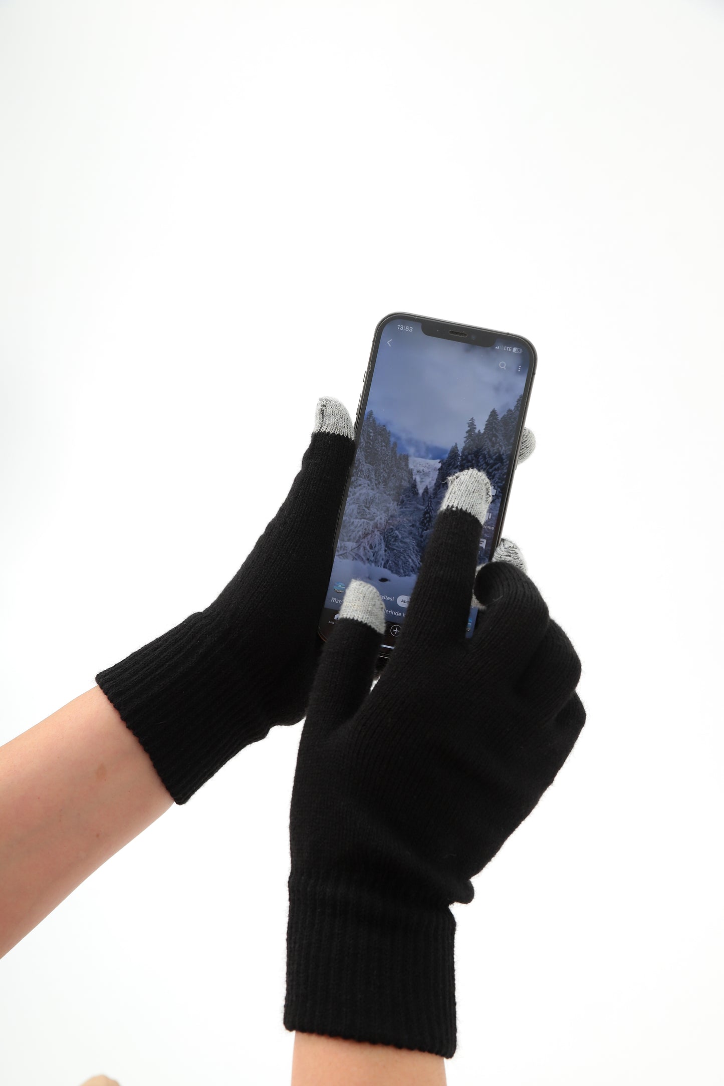Dokunmatik Parmaklı Eldiven (Siyah)