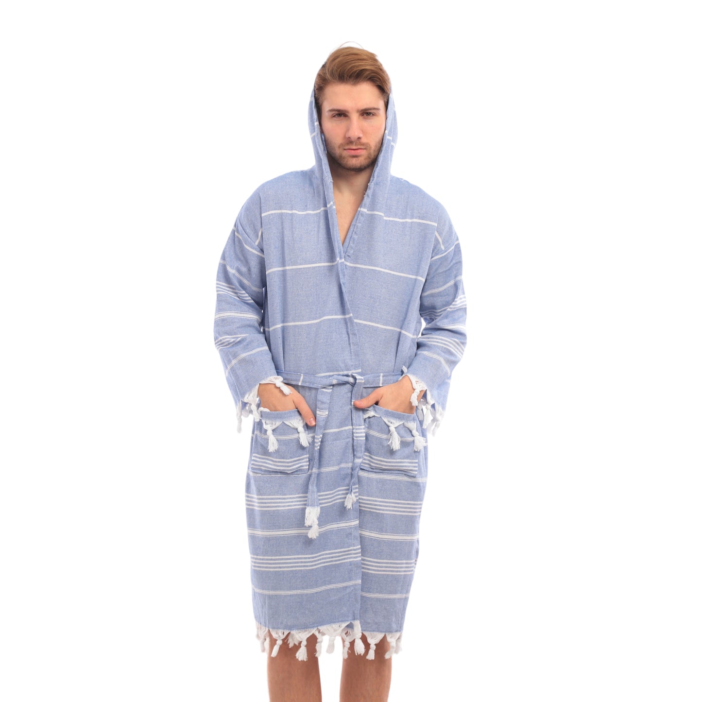 Erkek Bornoz Peştemal Sultan Desen (Mavi)