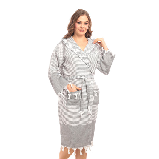 Bornoz Peştemal Hürrem Desen (Siyah)