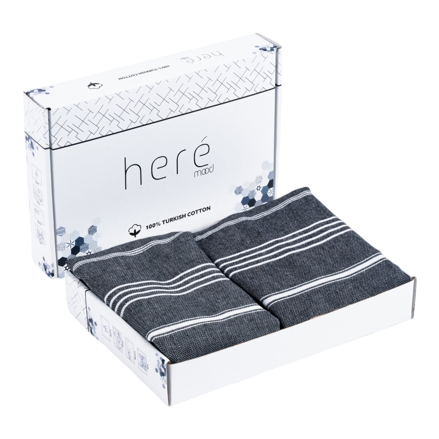 Here Mood %100 Pamuk Tatil Peştemal Seti (Siyah/Siyah)