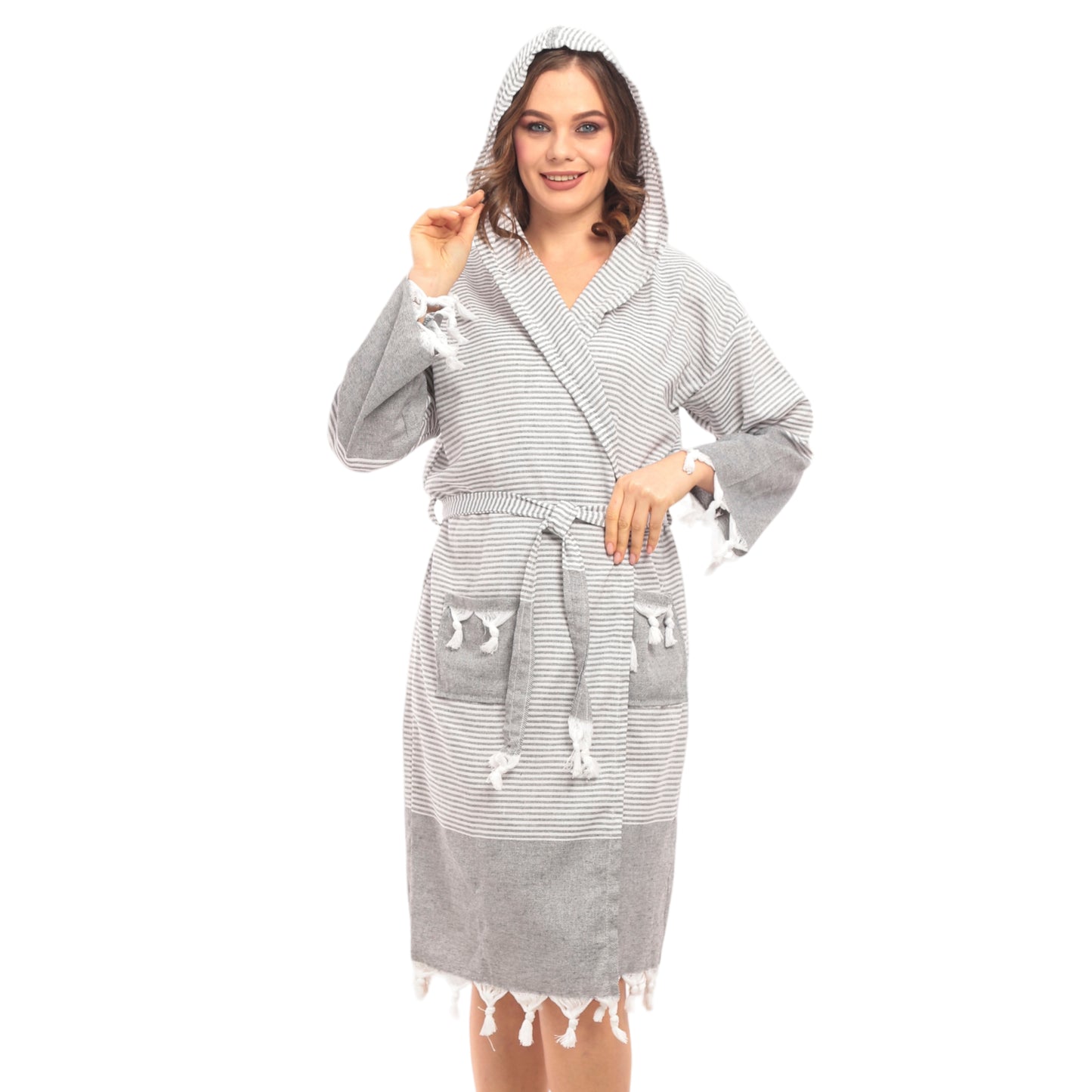 Bornoz Peştemal Hürrem Desen (Siyah)