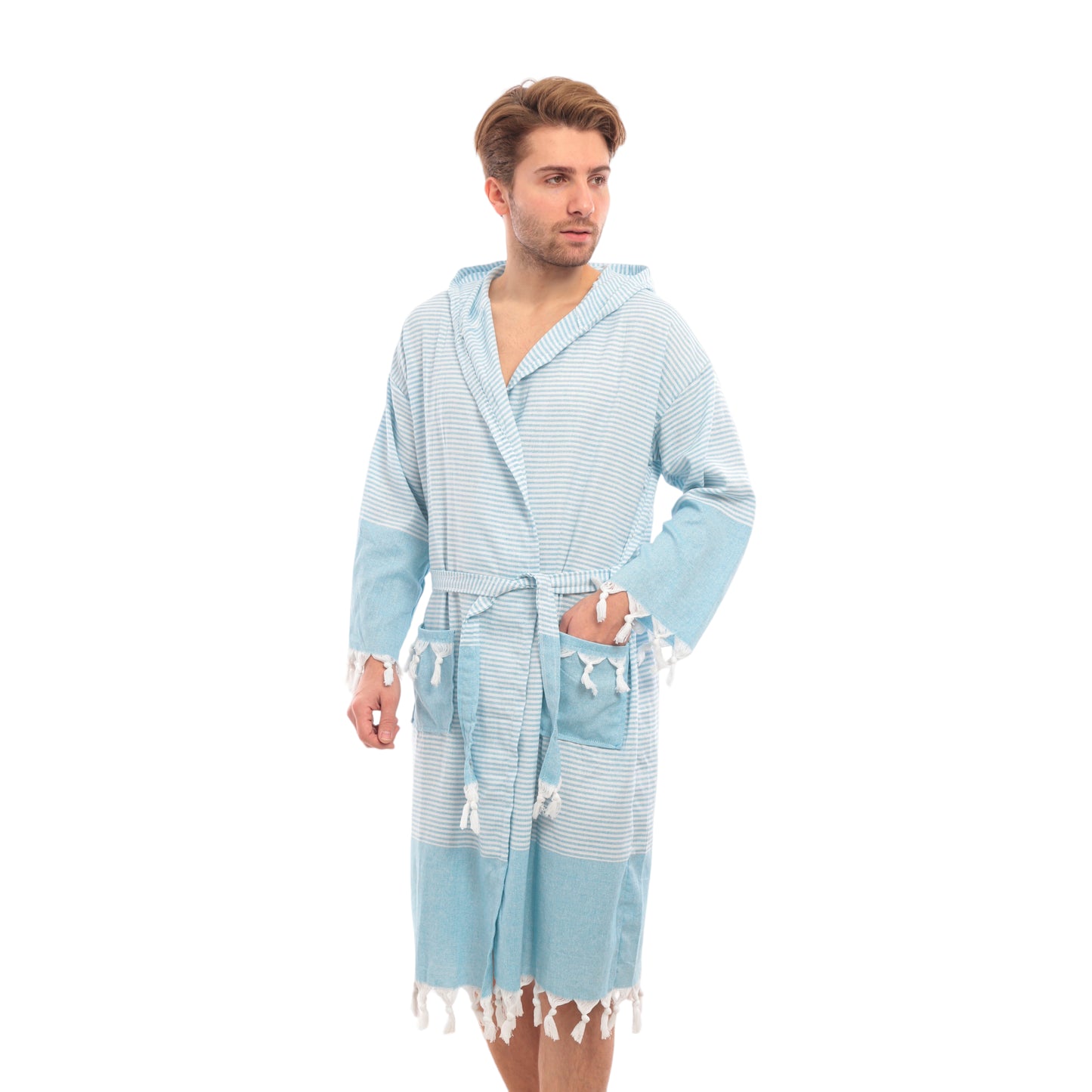 Erkek Bornoz Peştemal Hürrem Desen (Turkuaz)