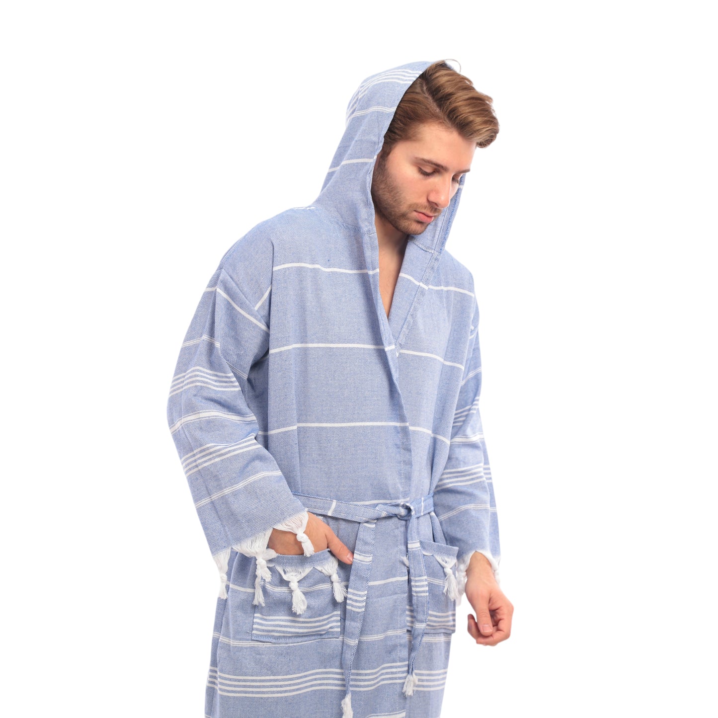 Erkek Bornoz Peştemal Sultan Desen (Mavi)