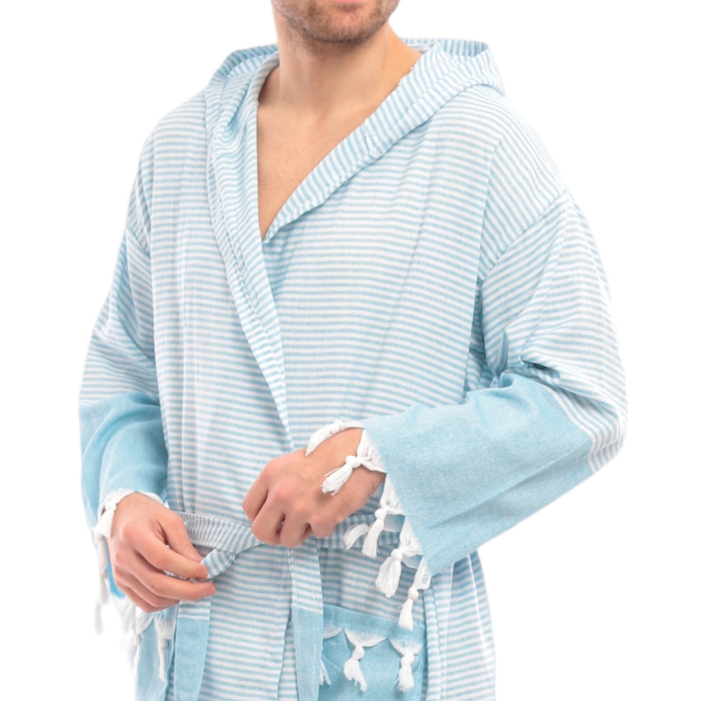 Erkek Bornoz Peştemal Hürrem Desen (Turkuaz)