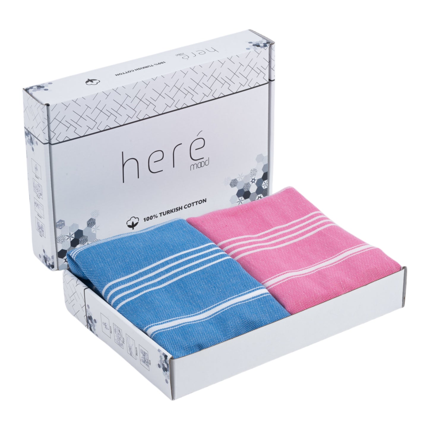 Here Mood %100 Pamuk Tatil Peştemal Seti (Mavi/Pembe)