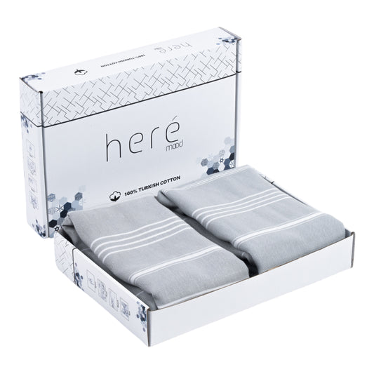 Here Mood %100 Pamuk Tatil Peştemal Seti (Gri/Gri)