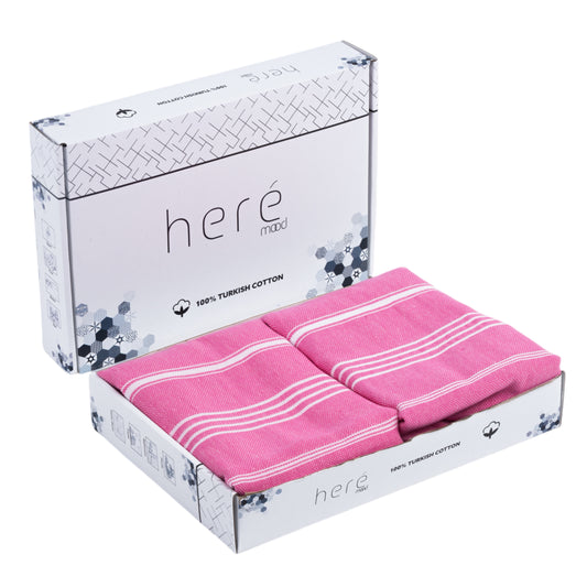 Here Mood %100 Pamuk Tatil Peştemal Seti (Pembe/Pembe)