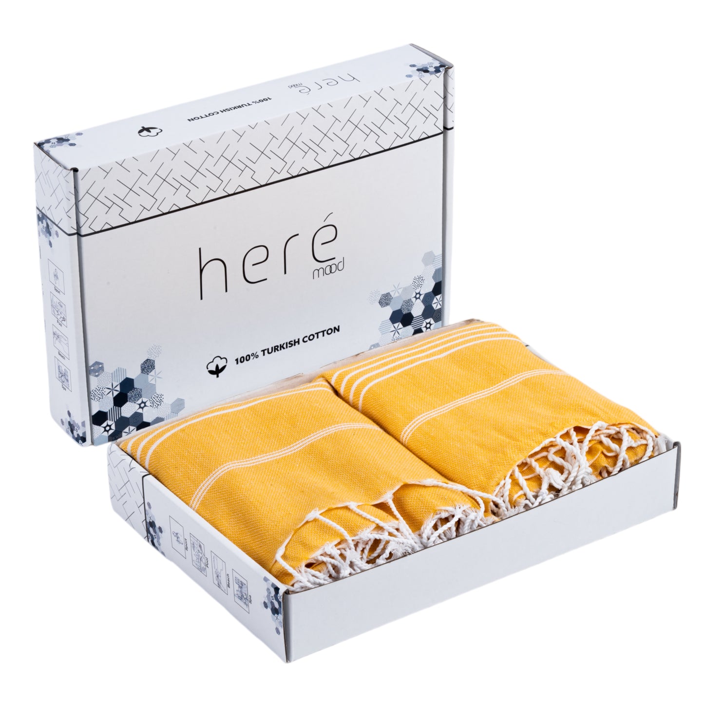 Here Mood %100 Pamuk Tatil Peştemal Seti (Sarı/Sarı)