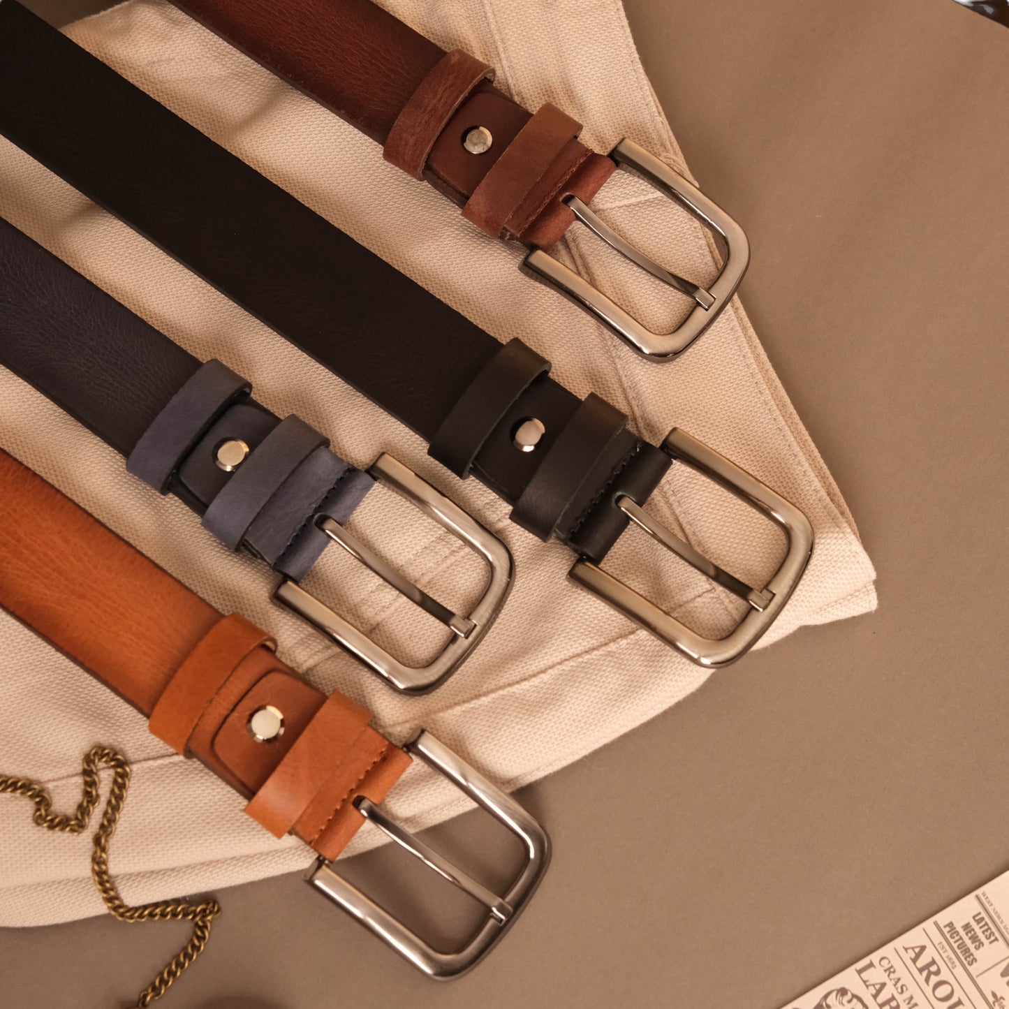 Premium Gerçek Deri Kemer (Cognac)