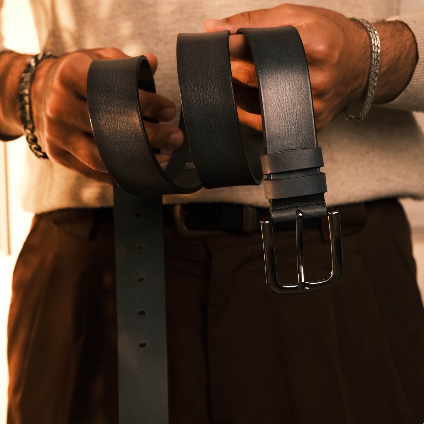 Premium Gerçek Deri Kemer (Lacivert)