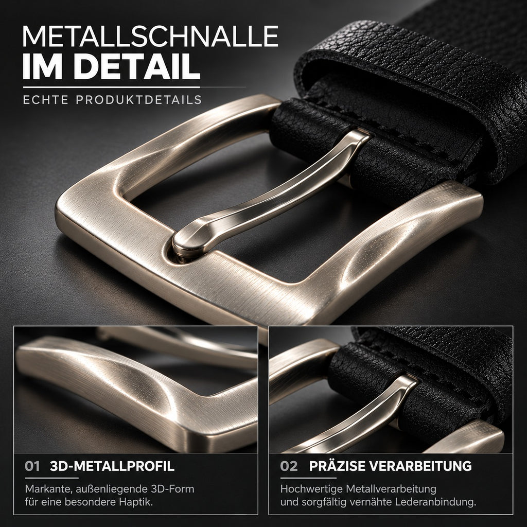 Premium Ledergürtel für Herren (Schwarz)