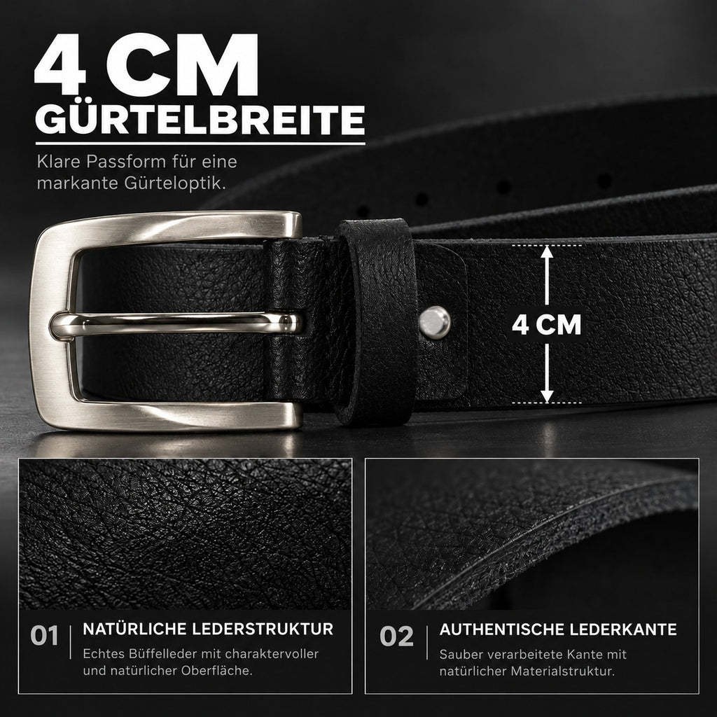 Premium Ledergürtel für Herren (Schwarz)