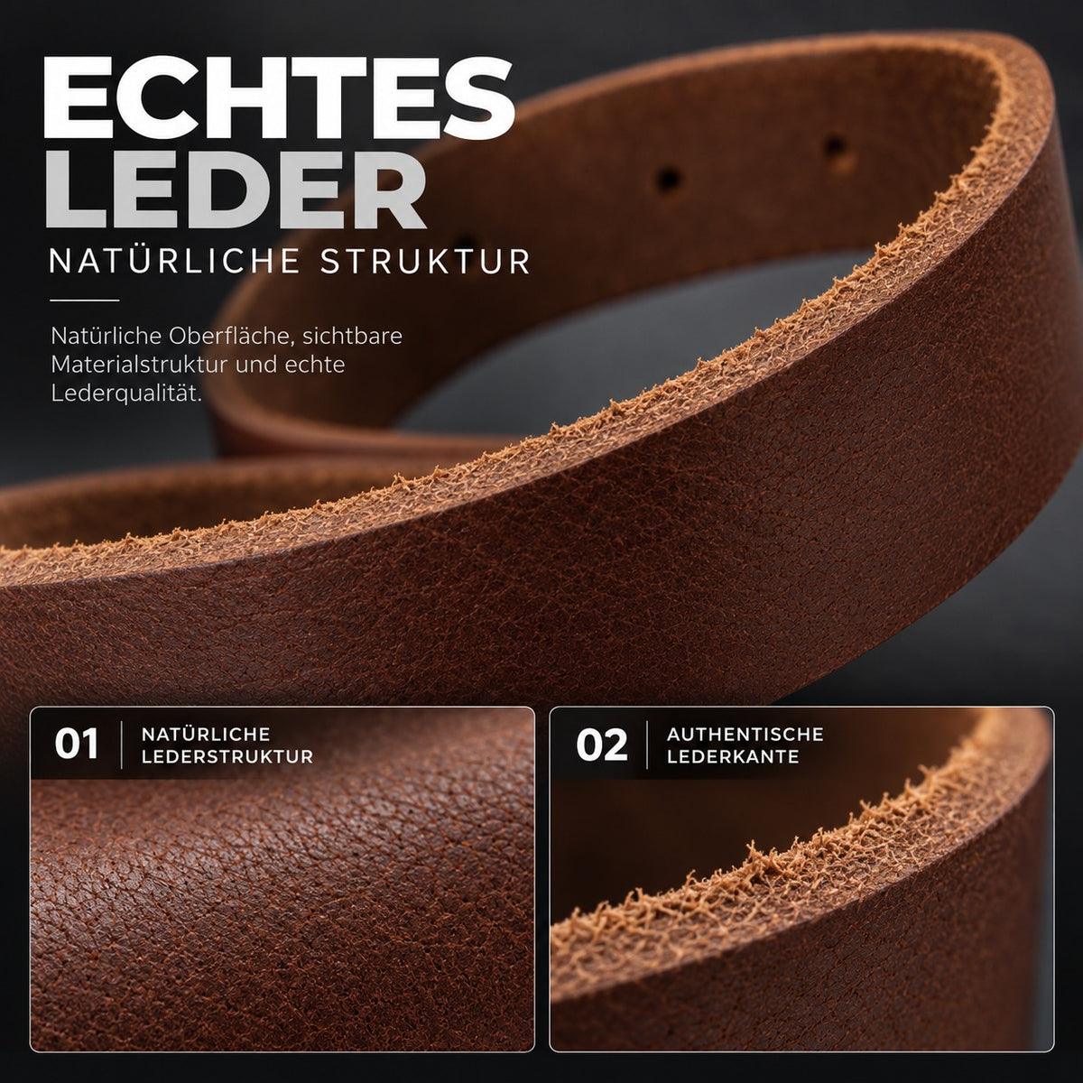 Premium Ledergürtel für Herren (Braun)