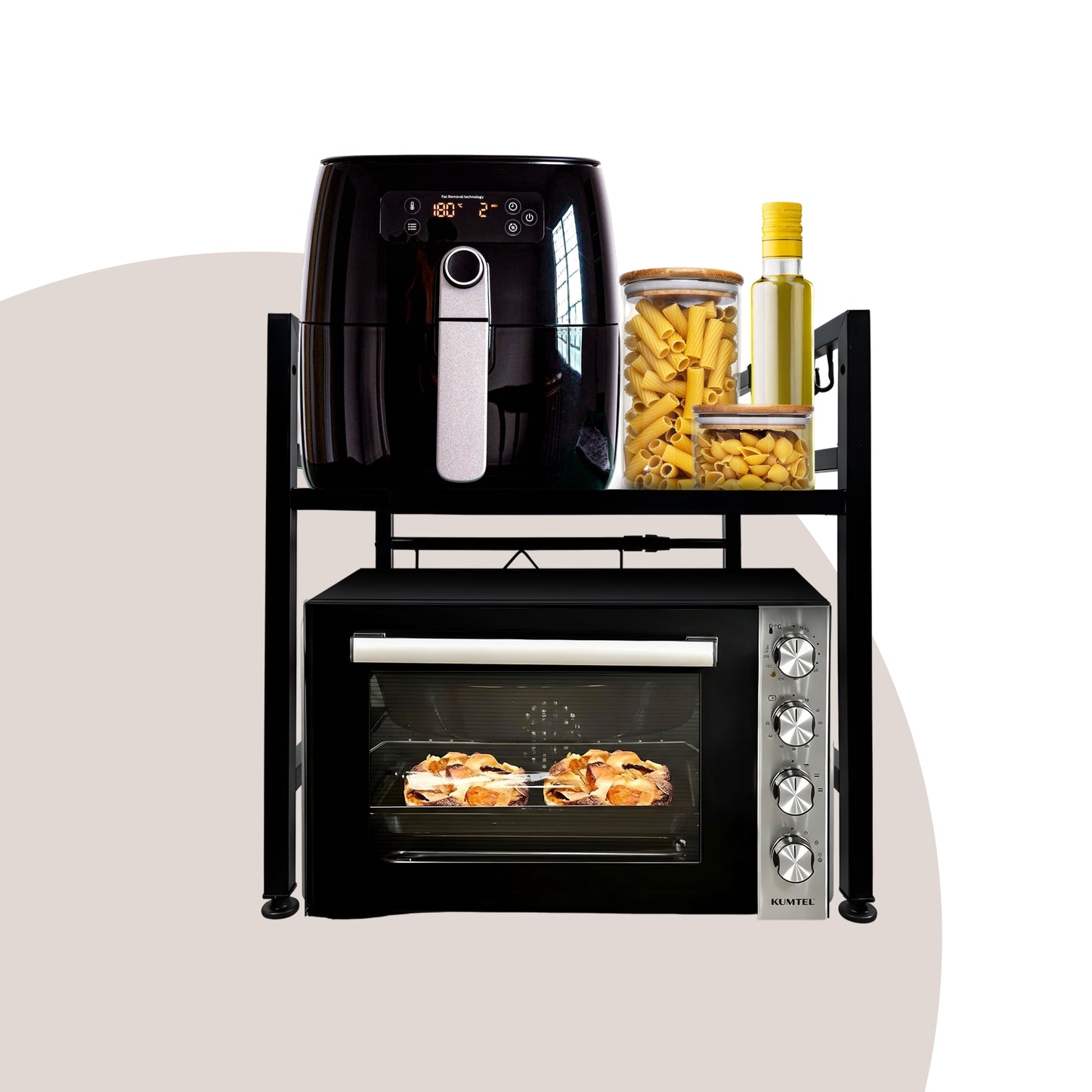 CozyVibe 2-Katlı Mutfak Standı – Ayarlanabilir Mikrodalga Rafı & Çok Amaçlı Mutfak Organizer