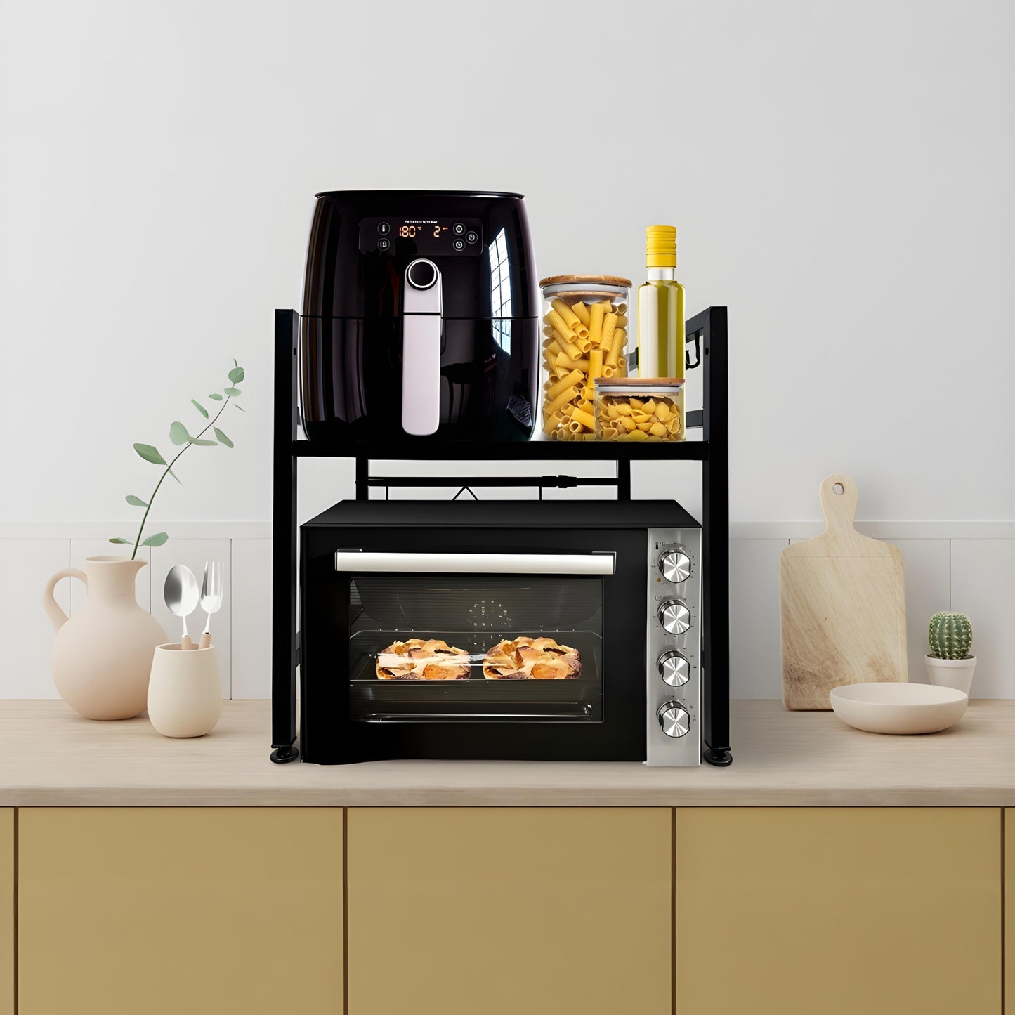 CozyVibe 2-Katlı Mutfak Standı – Ayarlanabilir Mikrodalga Rafı & Çok Amaçlı Mutfak Organizer