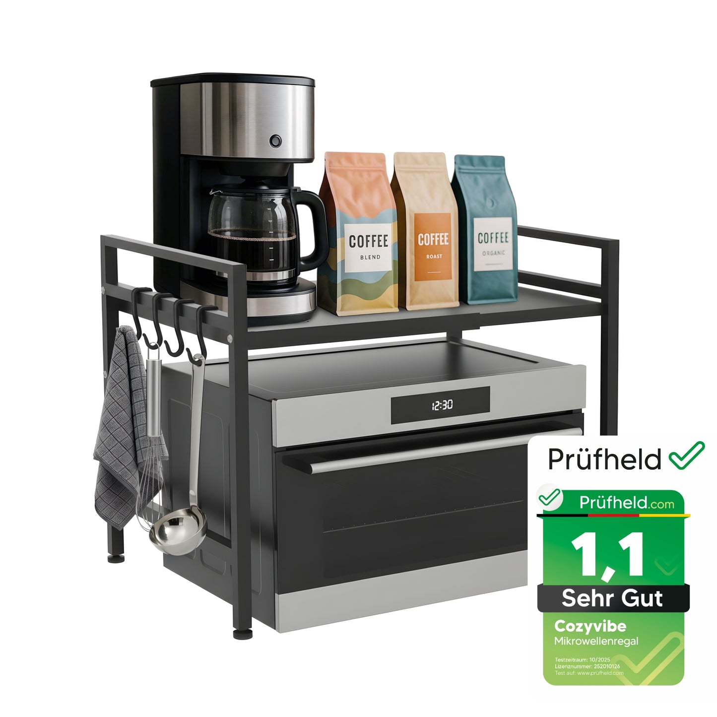 CozyVibe 2-Katlı Mutfak Standı – Ayarlanabilir Mikrodalga Rafı & Çok Amaçlı Mutfak Organizer