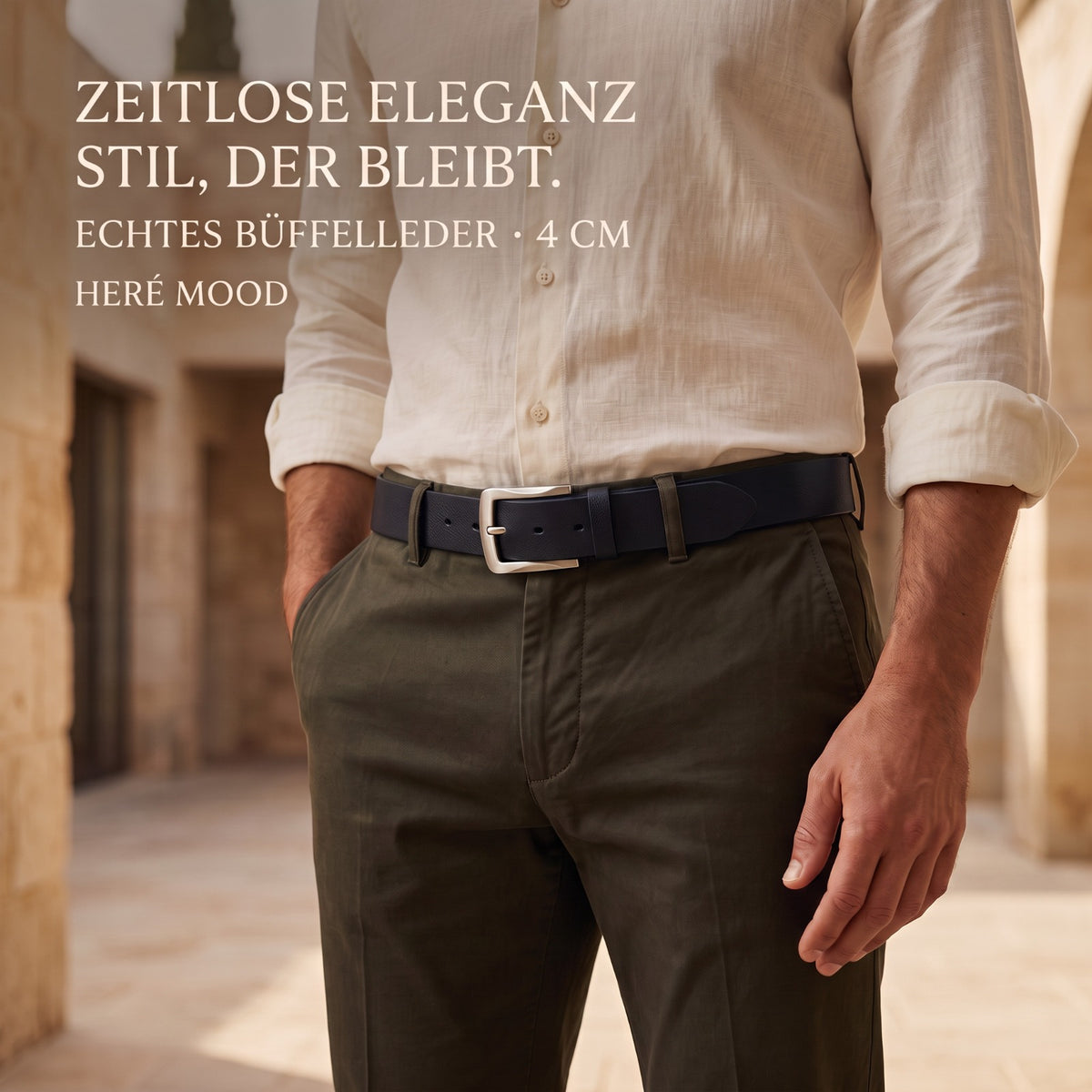 Premium Ledergürtel für Herren (Dunkelblau)