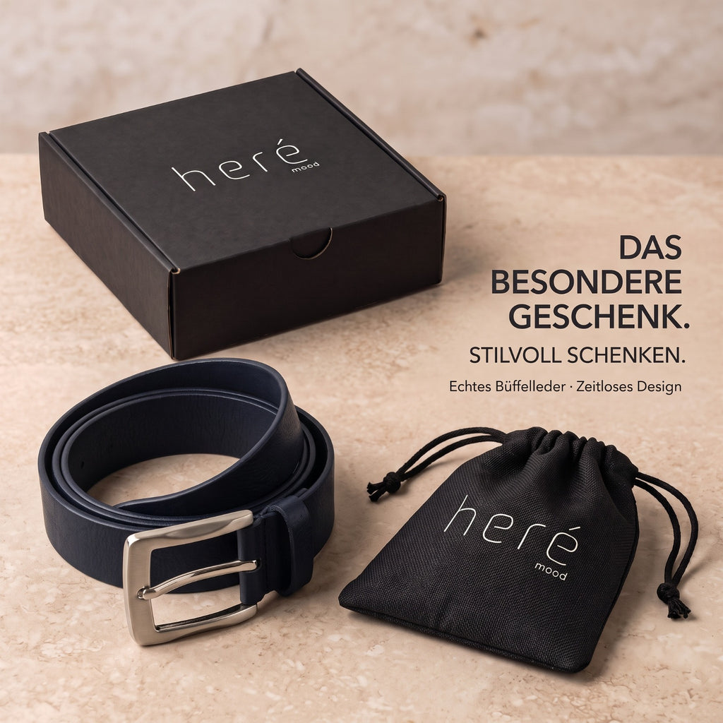 Premium Ledergürtel für Herren (Dunkelblau)