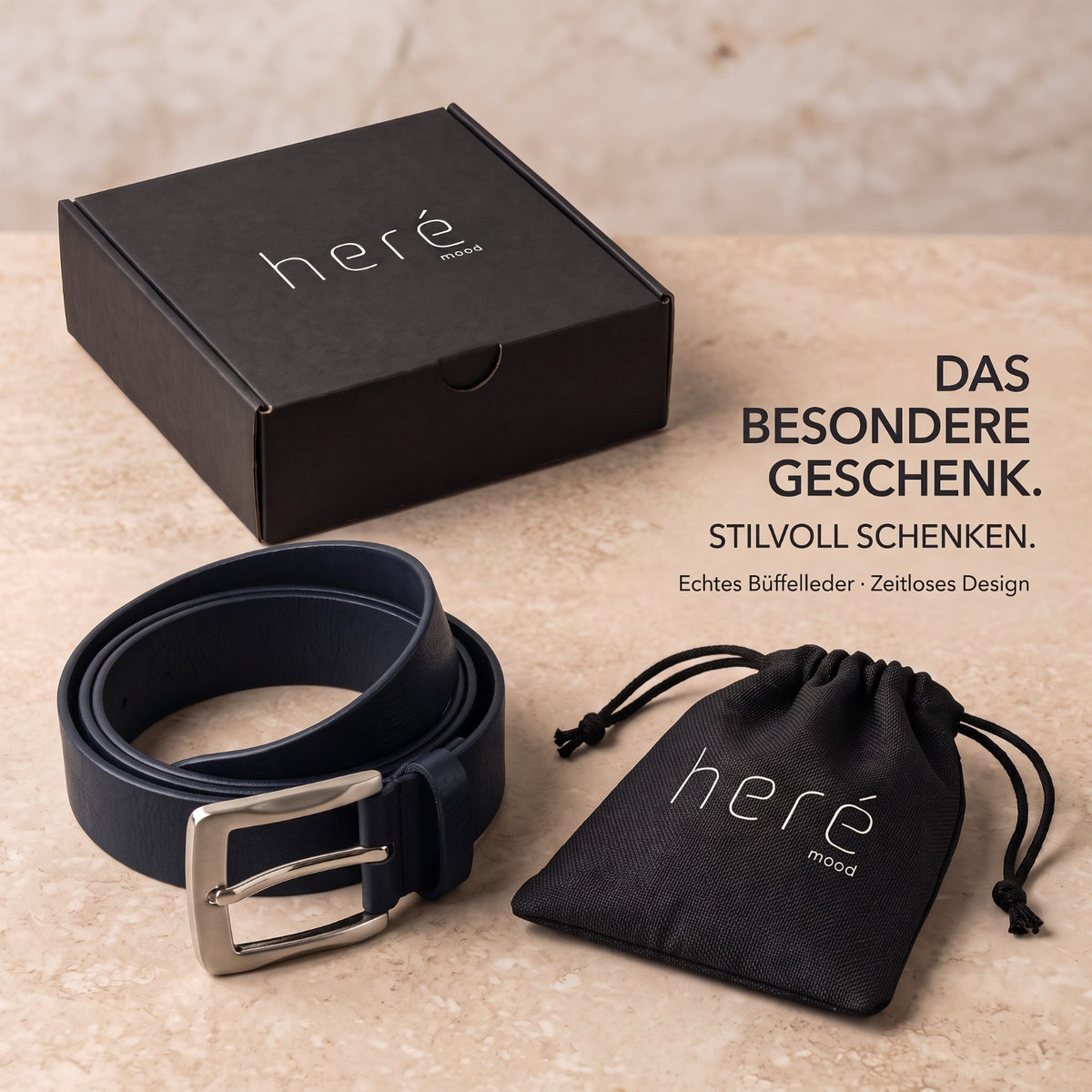 Premium Ledergürtel für Herren (Dunkelblau)