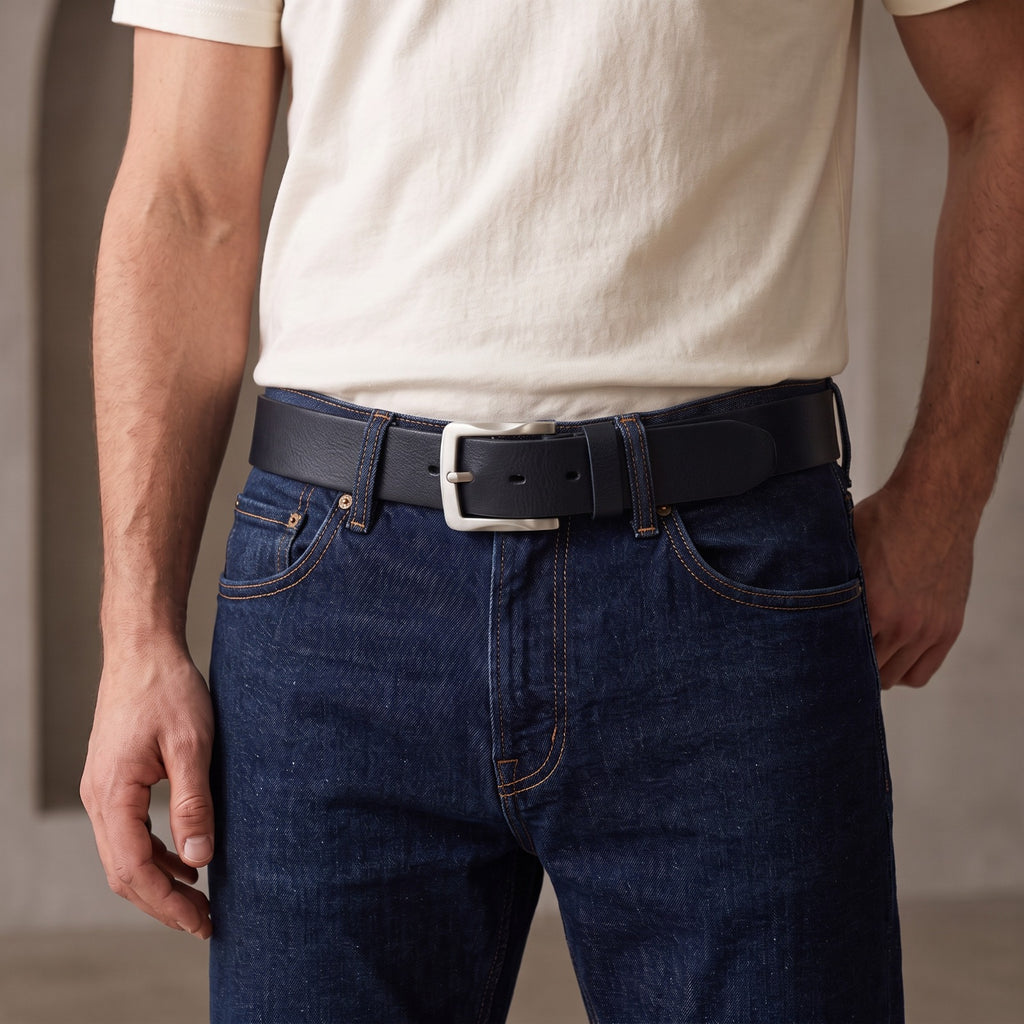Premium Ledergürtel für Herren (Dunkelblau)
