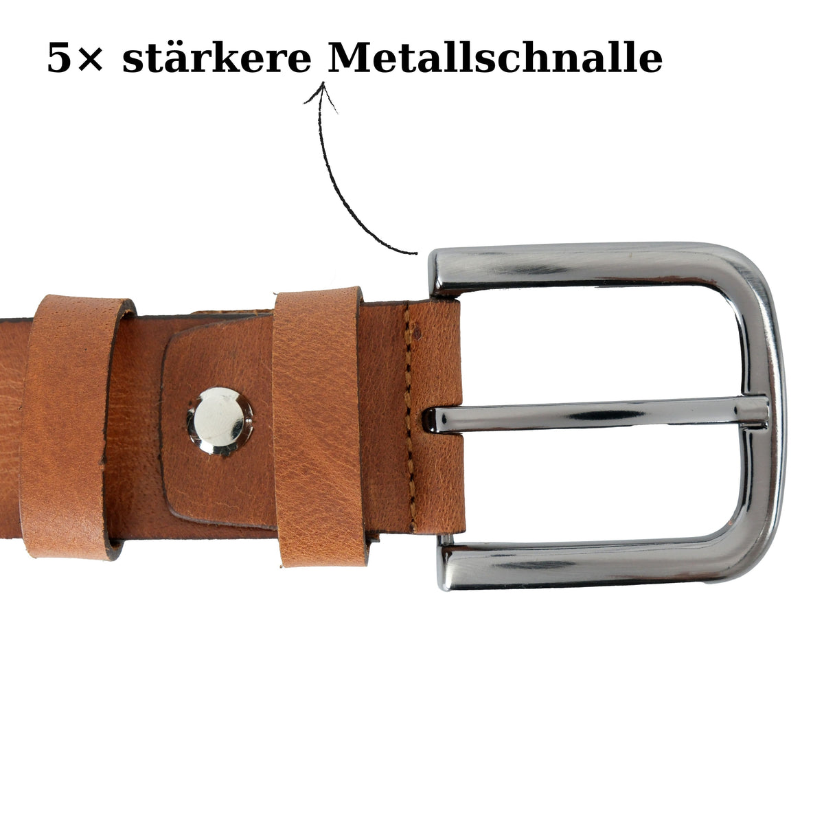 Handgefertigter Echtleder-Herrengürtel, Cognac