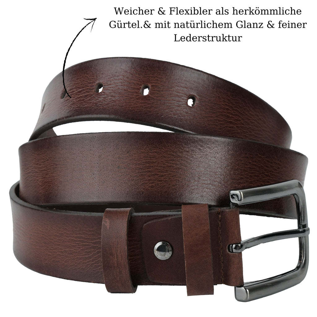 Handgefertigter Echtleder-Herrengürtel, Braun