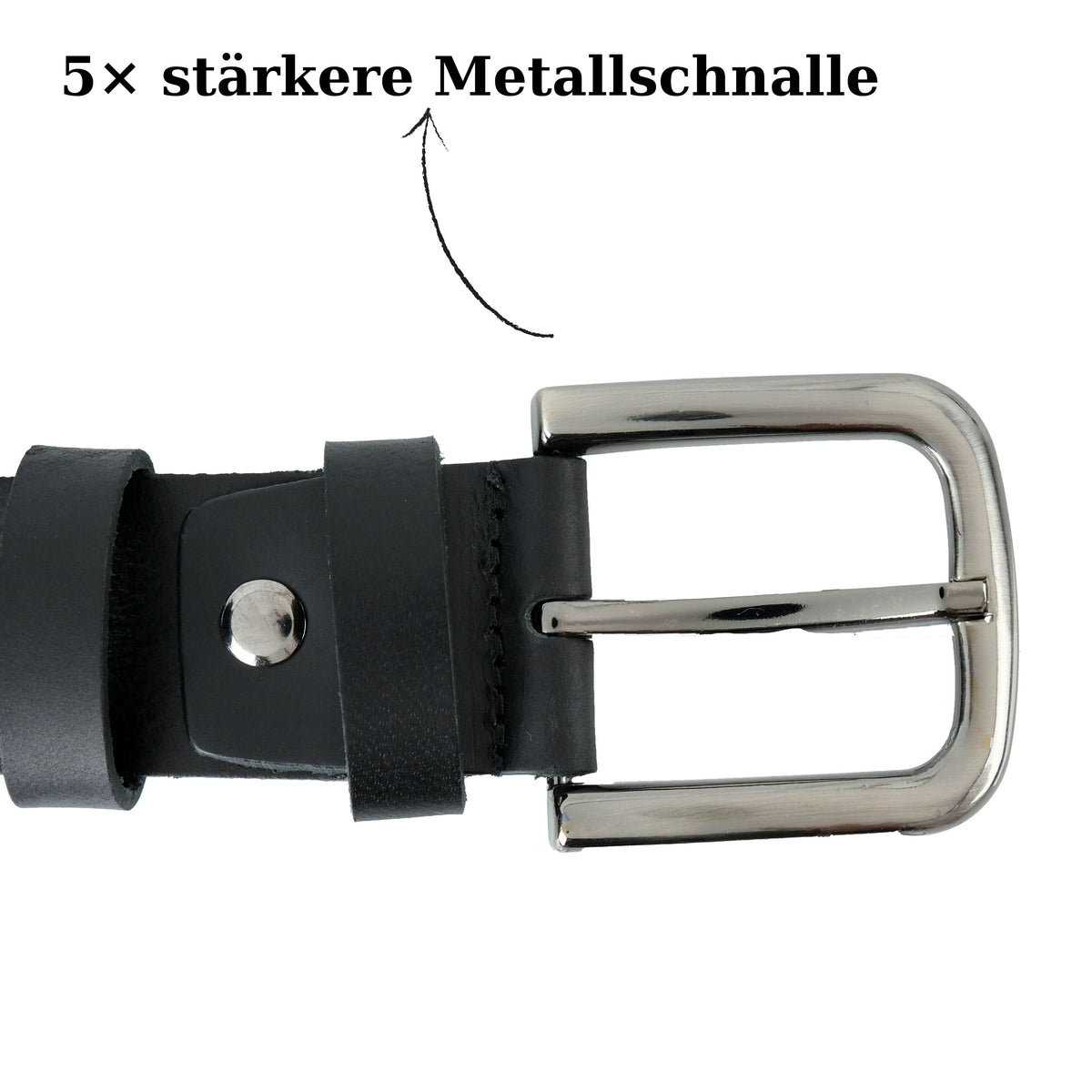 Handgefertigter Echtleder-Herrengürtel, Schwarz