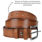 Handgefertigter Echtleder-Herrengürtel, Cognac