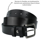 Handgefertigter Echtleder-Herrengürtel, Schwarz