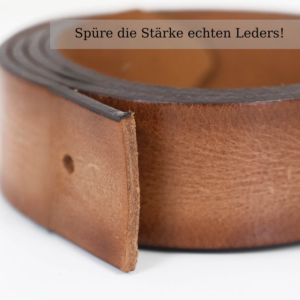 Handgefertigter Echtleder-Herrengürtel, Cognac