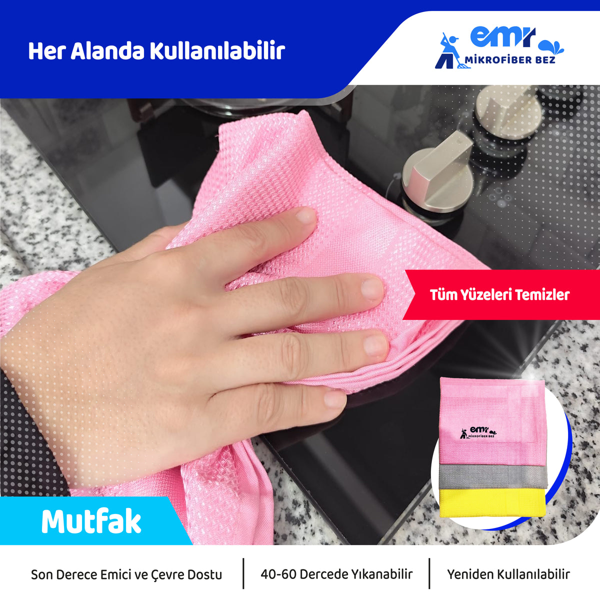 3er-Set Mikrofasertücher