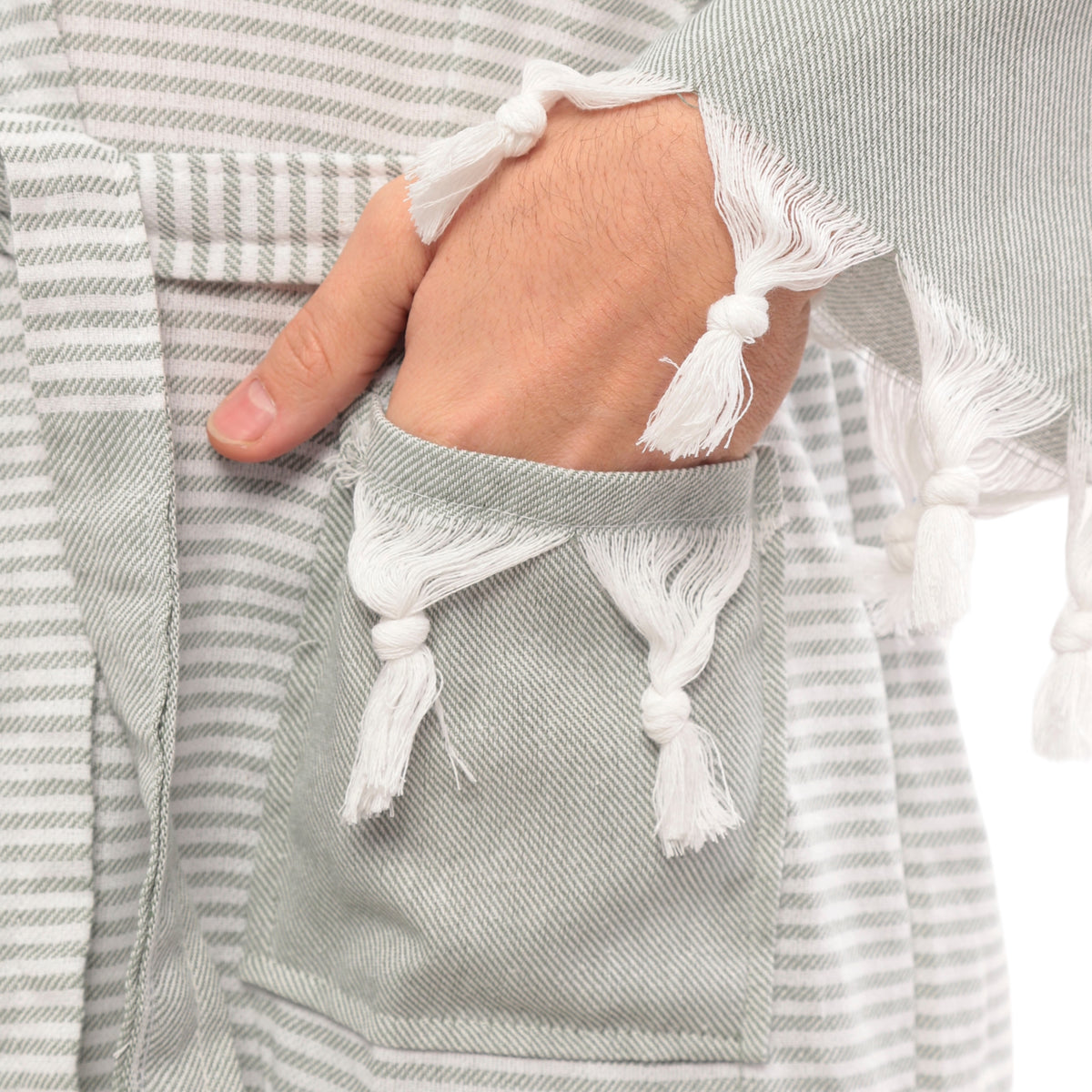 Heré Mood Hürrem Muster Herren-Bademantel Pestemal (Khaki)
