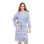 Heré Mood Sultan Muster Damen-Bademantel Pestemal (Blau)