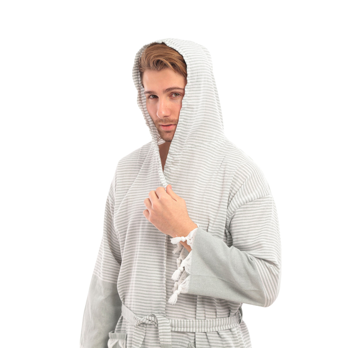 Heré Mood Hürrem Muster Herren-Bademantel Pestemal (Khaki)