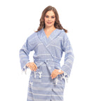 Heré Mood Sultan Muster Damen-Bademantel Pestemal (Blau)