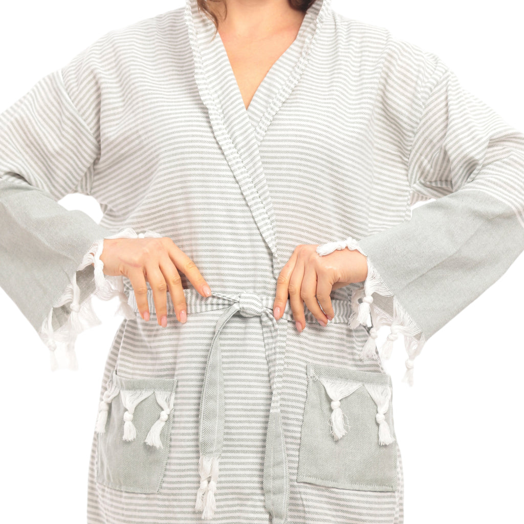 Heré Mood Hürrem Muster Damen-Bademantel Pestemal (Khaki)