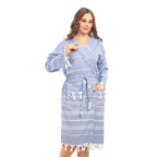 Heré Mood Sultan Muster Damen-Bademantel Pestemal (Blau)