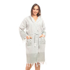 Heré Mood Hürrem Muster Damen-Bademantel Pestemal (Khaki)