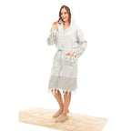 Heré Mood Hürrem Muster Damen-Bademantel Pestemal (Khaki)