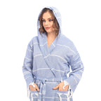 Heré Mood Sultan Muster Damen-Bademantel Pestemal (Blau)