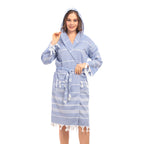 Heré Mood Sultan Muster Damen-Bademantel Pestemal (Blau)
